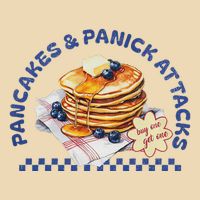 Pancakes And Panic Attacks Funny Retro Drawstring Bag