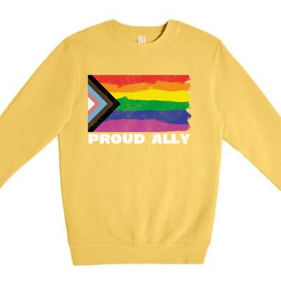 Proud Ally Pride Month Lgtbq Black Pride Flag Great Gift Premium Crewneck Sweatshirt