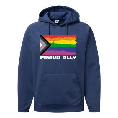 Proud Ally Pride Month Lgtbq Black Pride Flag Great Gift Performance Fleece Hoodie