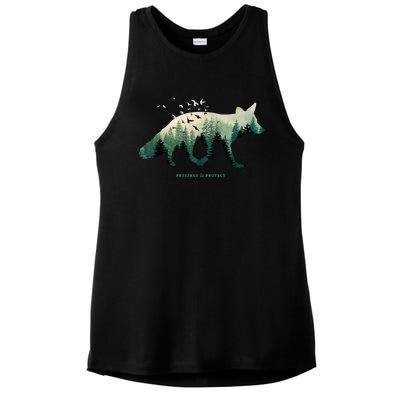 Preserve And Protect Vintage National Park Fox Forest Gift Great Gift Ladies PosiCharge Tri-Blend Wicking Tank