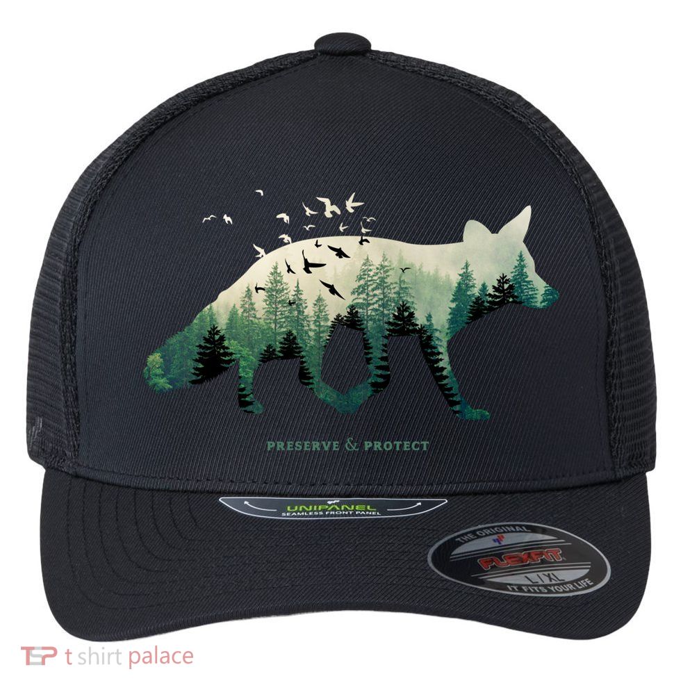 Preserve And Protect Vintage National Park Fox Forest Gift Great Gift Flexfit Unipanel Trucker Cap