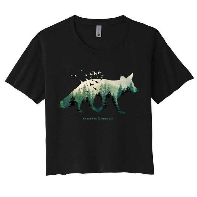 Preserve And Protect Vintage National Park Fox Forest Gift Great Gift Crop Top