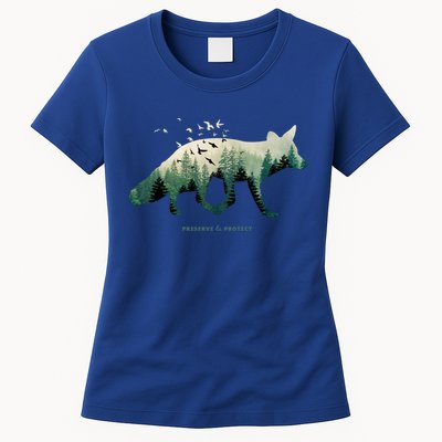 Preserve And Protect Vintage National Park Fox Forest Gift Great Gift Womens T-Shirt