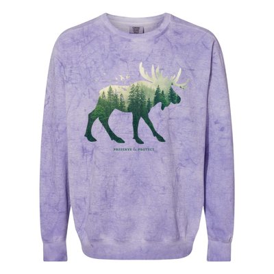 Preserve And Protect Vintage National Park Moose Cute Gift Colorblast Crewneck Sweatshirt