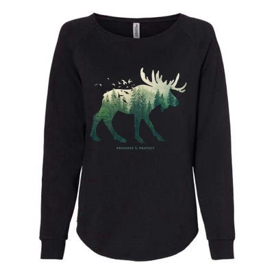 Preserve And Protect Vintage National Park Moose Cute Gift Womens California Wash Sweatshirt