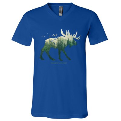 Preserve And Protect Vintage National Park Moose Cute Gift V-Neck T-Shirt