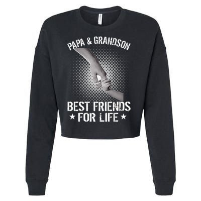 Papa And Grandson Best Friends For Life Cropped Pullover Crew
