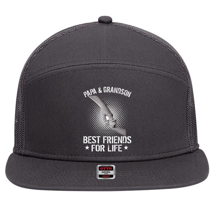 Papa And Grandson Best Friends For Life 7 Panel Mesh Trucker Snapback Hat