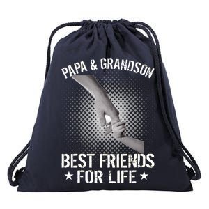 Papa And Grandson Best Friends For Life Drawstring Bag