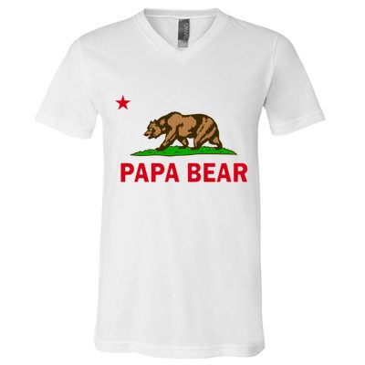 Papa Bear California Republic V-Neck T-Shirt