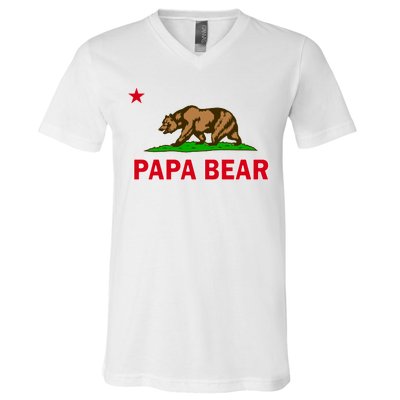 Papa Bear California Republic V-Neck T-Shirt