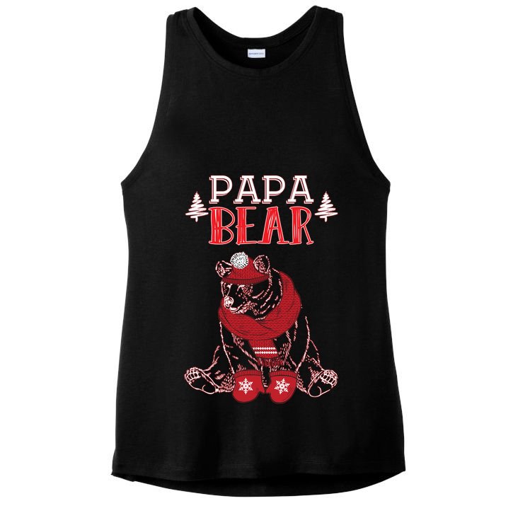 Papa Bear Christmas Santa Family Matching Pajamas Ladies PosiCharge Tri-Blend Wicking Tank