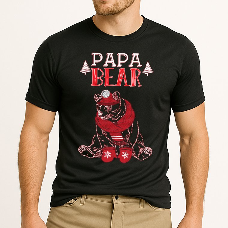 Papa Bear Christmas Santa Family Matching Pajamas Cooling Performance Crew T-Shirt