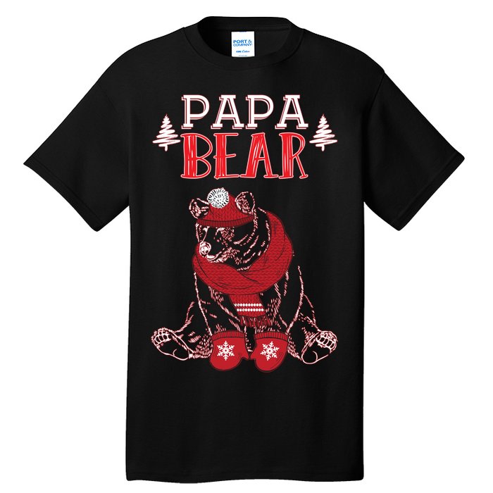 Papa Bear Christmas Santa Family Matching Pajamas Tall T-Shirt