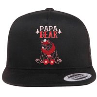 Papa Bear Christmas Santa Family Matching Pajamas Flat Bill Trucker Hat