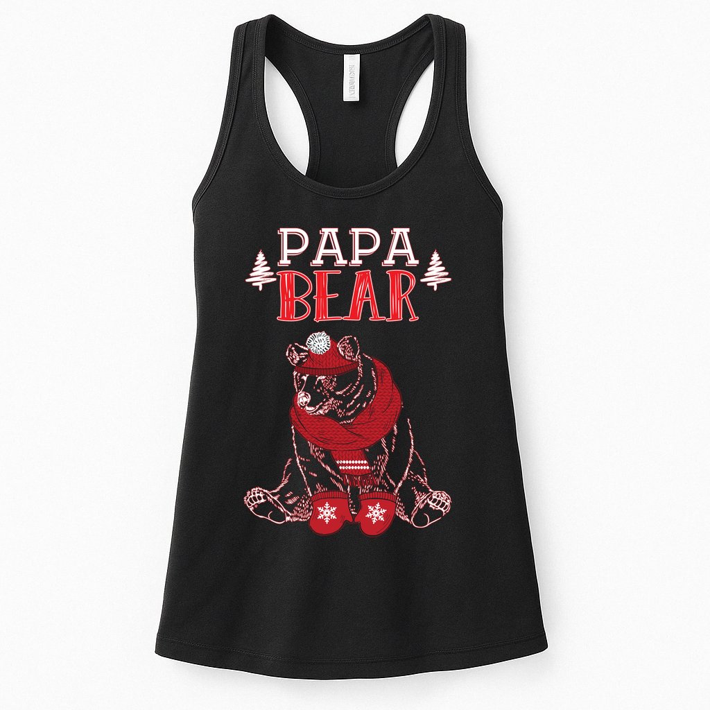 Papa Bear Christmas Santa Family Matching Pajamas Womens Tank Top