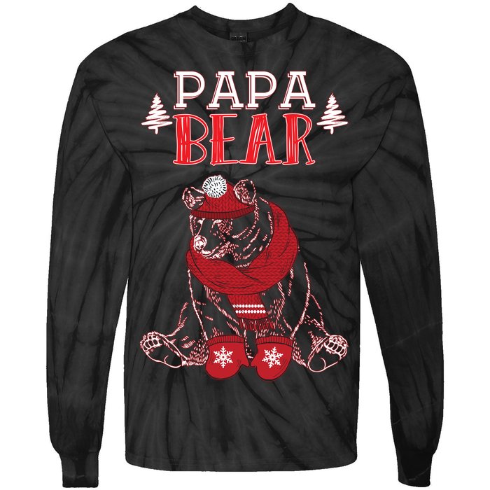 Papa Bear Christmas Santa Family Matching Pajamas Tie-Dye Long Sleeve Shirt