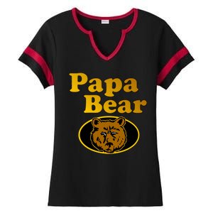 Papa Bear Fathers Dad Ladies Halftime Notch Neck Tee