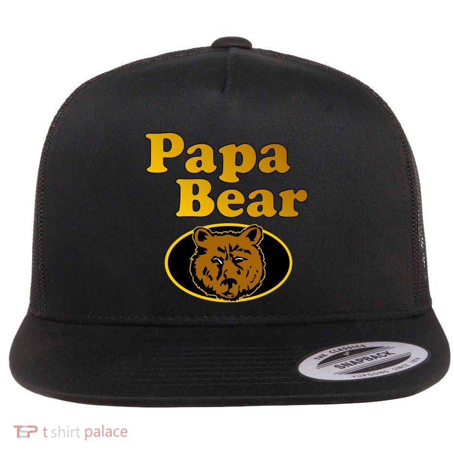 Papa Bear Fathers Dad Flat Bill Trucker Hat
