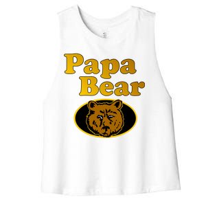 Papa Bear Fathers Dad Women's Racerback Cropped Tank