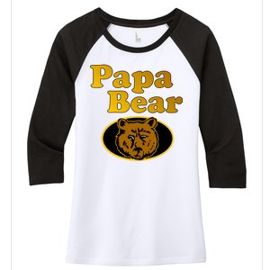 Papa Bear Fathers Dad Women's Tri-Blend 3/4-Sleeve Raglan Shirt