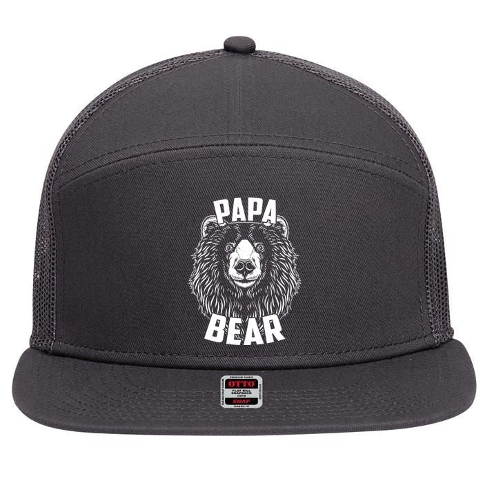 Papa Bear Father's Day 7 Panel Mesh Trucker Snapback Hat