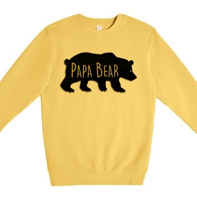 Papa Bear Wood Grain Design Premium Crewneck Sweatshirt