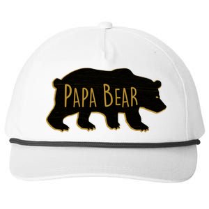 Papa Bear Wood Grain Design Snapback Five-Panel Rope Hat