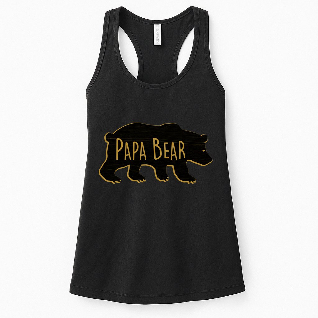 Papa Bear Wood Grain Design Womens Tank Top