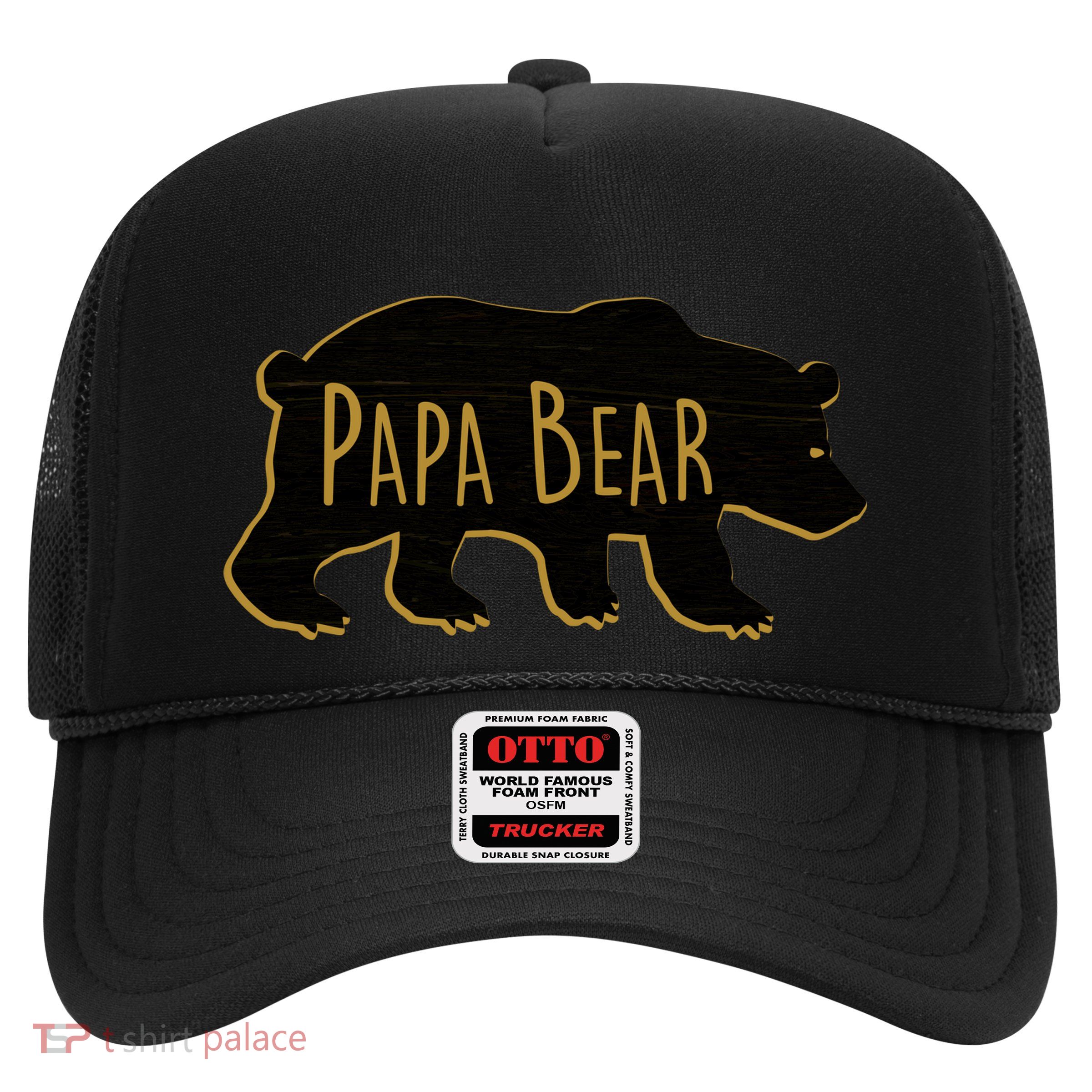 Papa Bear Wood Grain Design Trucker Hat