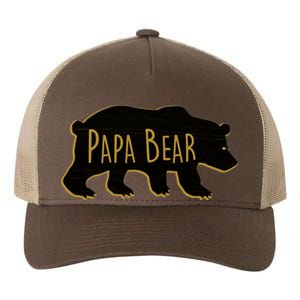 Papa Bear Wood Grain Design Yupoong Adult 5-Panel Trucker Hat