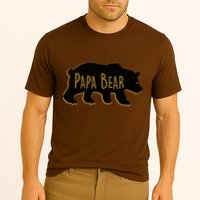 Papa Bear Wood Grain Design Cooling Performance Crew T-Shirt
