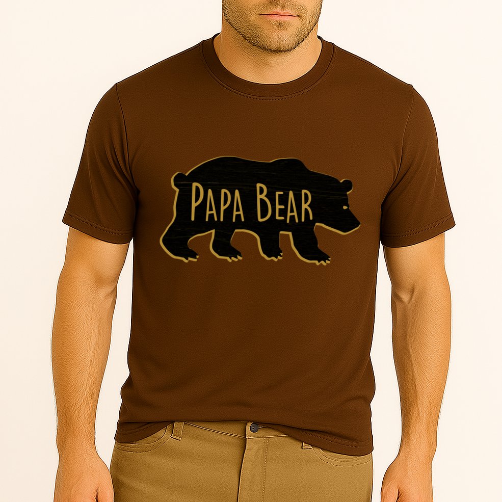 Papa Bear Wood Grain Design Cooling Performance Crew T-Shirt