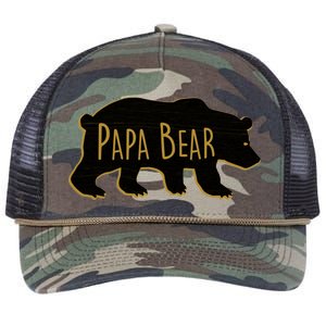 Papa Bear Wood Grain Design Retro Rope Trucker Hat Cap