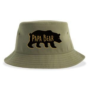 Papa Bear Wood Grain Design Sustainable Bucket Hat