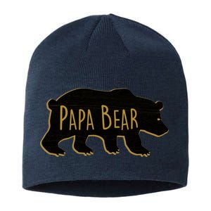 Papa Bear Wood Grain Design Sustainable Beanie