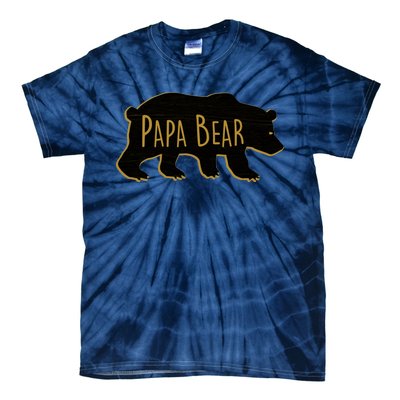 Papa Bear Wood Grain Design Tie-Dye T-Shirt