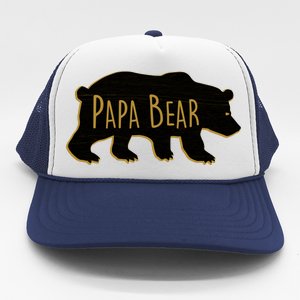 Papa Bear Wood Grain Design Trucker Hat