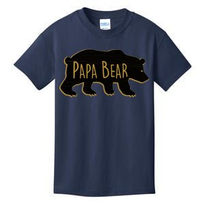 Papa Bear Wood Grain Design Kids T-Shirt