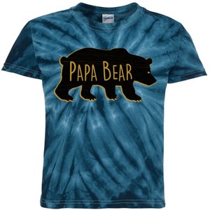 Papa Bear Wood Grain Design Kids Tie-Dye T-Shirt