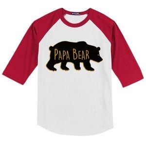 Papa Bear Wood Grain Design Kids Colorblock Raglan Jersey