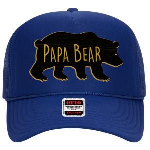 Papa Bear Wood Grain Design High Crown Mesh Back Trucker Hat