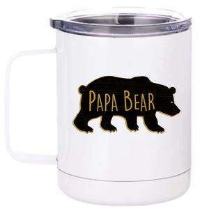 Papa Bear Wood Grain Design 12 oz Stainless Steel Tumbler Cup