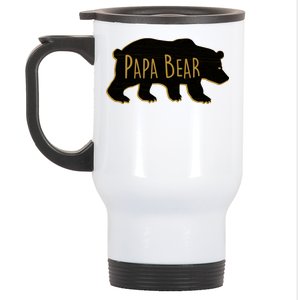 Papa Bear Wood Grain Design Stainless Steel Travel Mug