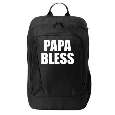 Papa Bless Funny Meme Prank Bold Text Logo City Backpack