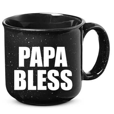 Papa Bless Funny Meme Prank Bold Text Logo 15oz Campfire Ceramic Mug