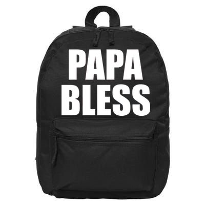 Papa Bless Funny Meme Prank Bold Text Logo 16 in Basic Backpack