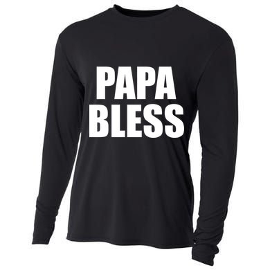 Papa Bless Funny Meme Prank Bold Text Logo Cooling Performance Long Sleeve Crew