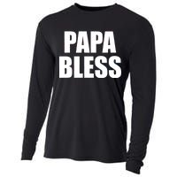 Papa Bless Funny Meme Prank Bold Text Logo Cooling Performance Long Sleeve Crew