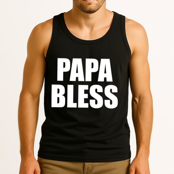 Papa Bless Funny Meme Prank Bold Text Logo Tank Top